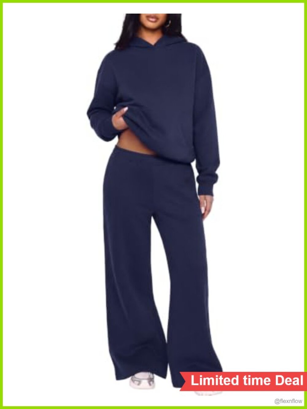 Cotton 2 Piece Lounge Set Oversized Hoodie Wide Leg Sweatpants
